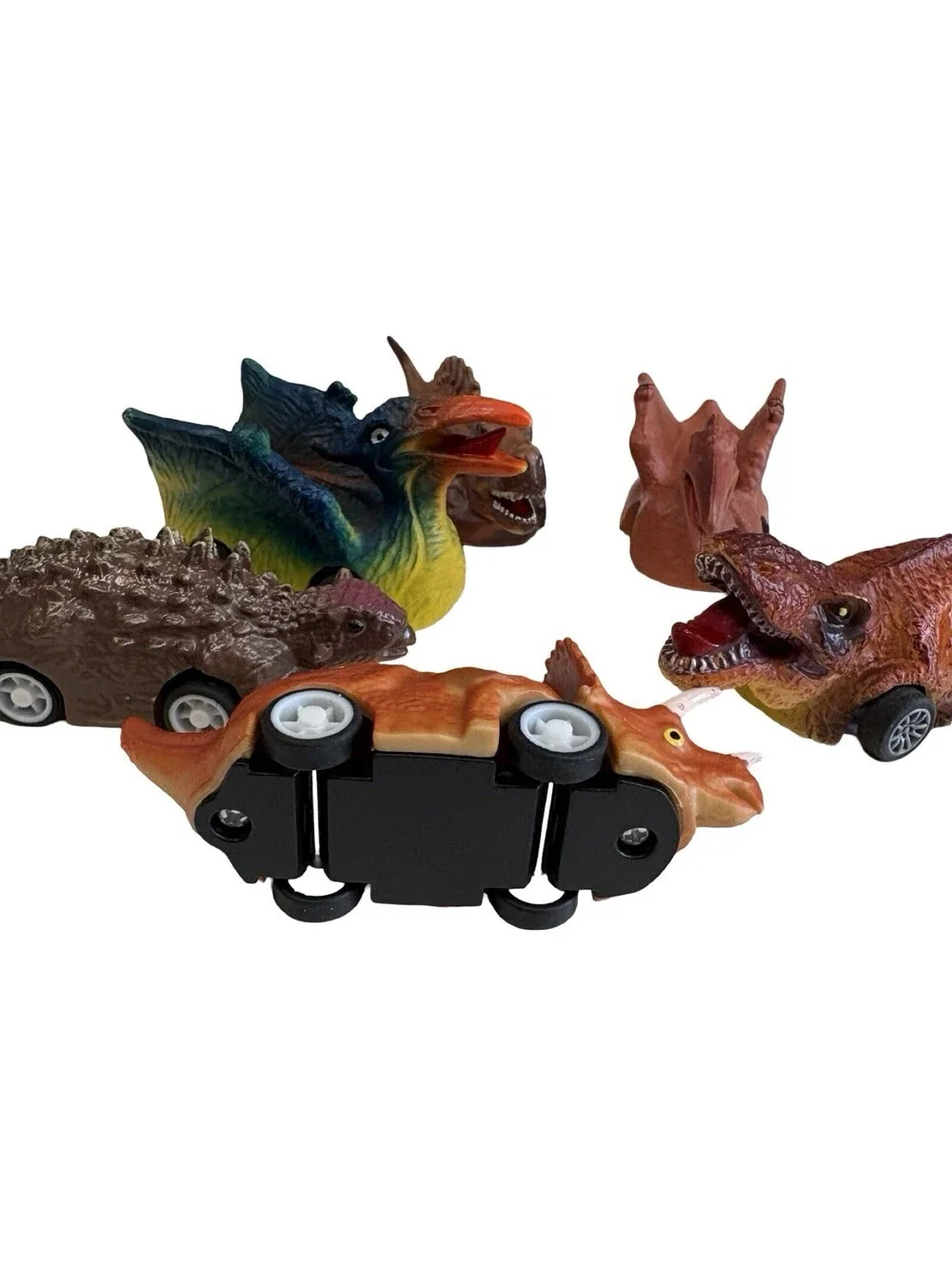 Assorted Lot of 6 Dinosaur Slot Cars Mixed Colors Species